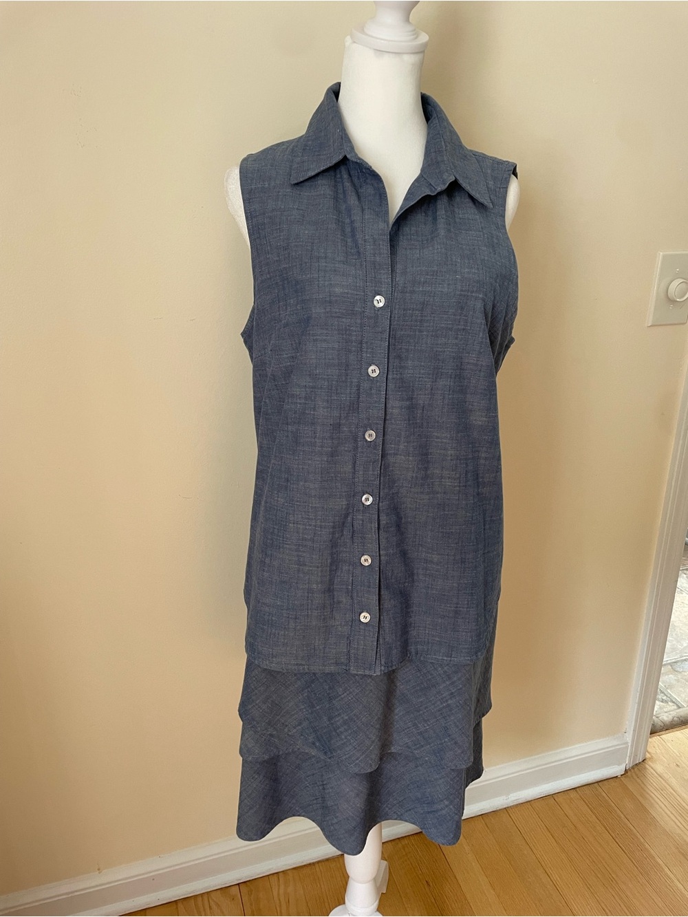 Chambray Dress in Denim Blue by Finley - Picture 2 of 10